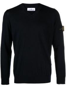 Stone Island pull en laine vierge à patch Compass - Bleu