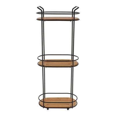 Tendance Badkamer organizer - zwart - metaal/hout - 3 lagen - 62 x 25 x 14 cm - douche rek