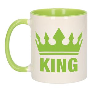 Cadeau King mok/ beker groen wit 300 ml