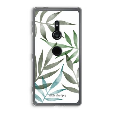 Tropical watercolor leaves: Sony Xperia XZ2 Transparant Hoesje