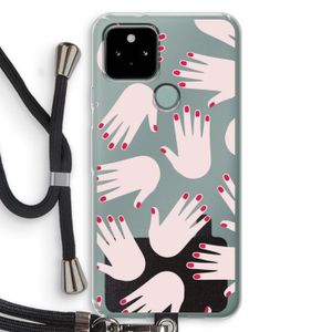 Hands pink: Pixel 5 Transparant Hoesje met koord