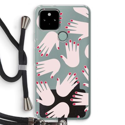 Hands pink: Pixel 5 Transparant Hoesje met koord