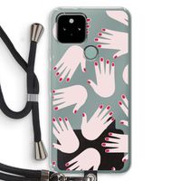 Hands pink: Pixel 5 Transparant Hoesje met koord