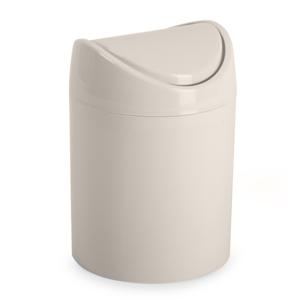 Plasticforte Mini prullenbakje met klepdeksel - beige - 1,4L - 17 cm