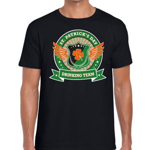 Zwart St. Patricks day drinking team t-shirt heren