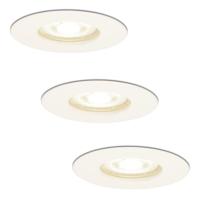Set van 3 Bari LED Inbouwspots - 4 Watt 345 Lumen - 4000K neutraal wit - GU10 - Dimbaar - Rond - IP64 Waterdicht - Wit - Voor binnen, buiten en badkamer