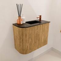 Toiletmeubel Mondiaz Joya Dlux | 51.6 cm | Meubelkleur Oak | Faye wastafel Lava Wasbak Rechts | 1 kraangat