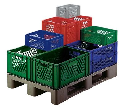 LA-KA-PE Transportstapelbak | L600xB400xH320mm | grijs PP handgreepopening | zijwanden met openingen | 1 stuk - TK600/320-1 GRAU TK600/320-1 GRAU