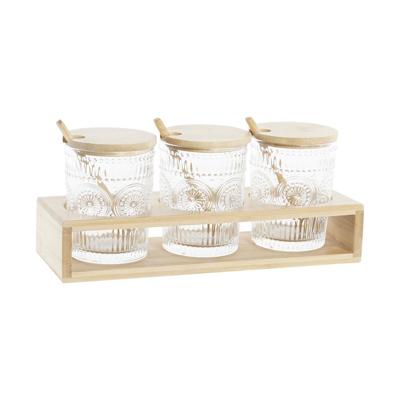 Suikerpot DKD Home Decor Transparant Natuurlijk Bamboe Aluminium Kristal Borosilicaatglas 300 ml 28 x 10 x 13,5 cm
