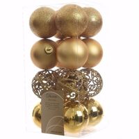 Ambiance Christmas kerstboom decoratie kerstballen goud 16 stuks - Kerstbal