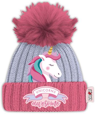 Arditex muts Unicorn meisjes polyester grijs/roze