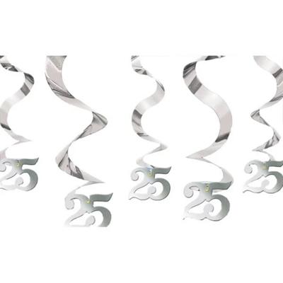 Folat 25 jaar jubileum rotorspiraal - zilveren jubileum - 60 cm - hangdecoratie/feestartikelen