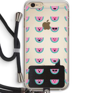 Smiley watermeloenprint: iPhone 6 PLUS / 6S PLUS Transparant Hoesje met koord