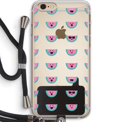 Smiley watermeloenprint: iPhone 6 PLUS / 6S PLUS Transparant Hoesje met koord