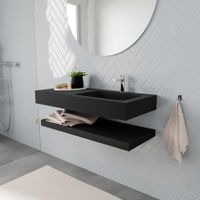 Mondiaz Alan badmeubel 100 cm solid suface planchet urban vrijhangend wastafel rechts 1 kraangat zwart