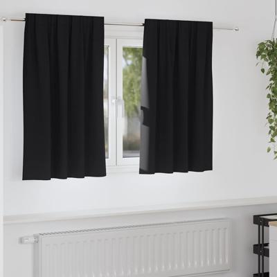 Gordijnen met gordijnen 2 pcs Zwart Polyester