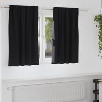 Gordijnen met gordijnen 2 pcs Zwart Polyester Gordijnen met gordijnen 2 pcs Zwart Polyester