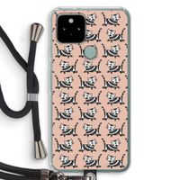 Zwarte poes: Pixel 5 Transparant Hoesje met koord