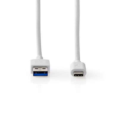 Nedis USB-Kabel | USB 3.2 Gen 1 | USB-A Male | USB-C Male | 60 W | 5 Gbps | Vernikkeld | 1.00 m | Rond | PVC | Wit | Doos - CCGW61600WT10