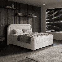 2-Persoons Boxspring met Opbergruimte - Essence - Beige/ Off-white 180x200 cm - Pocketveringen - Inclusief Topper - Dekbed-Discounter.nl