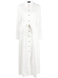 Cynthia Rowley robe mi-longue ceinturée à col pointu - Blanc