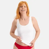 2-pak Extra lange hemden dames - brede band - Anna - Extra ang dames onderhemd - wit en zwart singlet