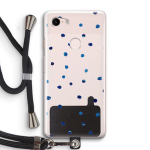 Blauwe stippen: Pixel 3 Transparant Hoesje met koord