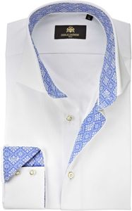 Circle of Gentlemen Overhemd Darnel Wit Twill Print Contrast Slim Fit