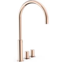 Wastafelkraan Tres Study | Opbouw | Draaibare uitloop | Mengkraan | Hoog model | 2-knops | Rond | 24k Rose goud