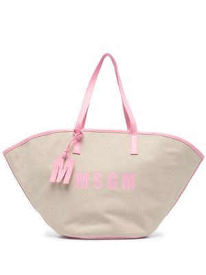 MSGM sac cabas New à logo imprimé - Tons neutres