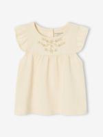 Geborduurde baby-T-shirt vanille