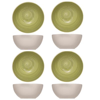 Cosy & Trendy soep serveer schaaltje - 4x - kommetjes Turbolino - groen - D14 cm - 500 ml