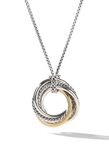 David Yurman collier en or 14ct et argent sterling à pendentif Crossover (37 mm)