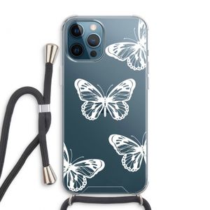 White butterfly: iPhone 12 Pro Max Transparant Hoesje met koord