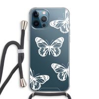 White butterfly: iPhone 12 Pro Max Transparant Hoesje met koord