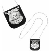 Zilveren politie badge aan ketting volwassenen - Verkleedketting - thumbnail