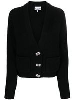 GANNI cardigan en laine mélangée à col v - Noir