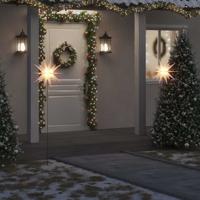 VidaXL Kerstlampen met grondpin en led's 3 st 57 cm wit