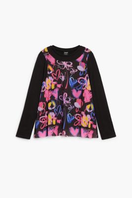 Lange mouwen T-shirt met harten - BLACK - 7/8