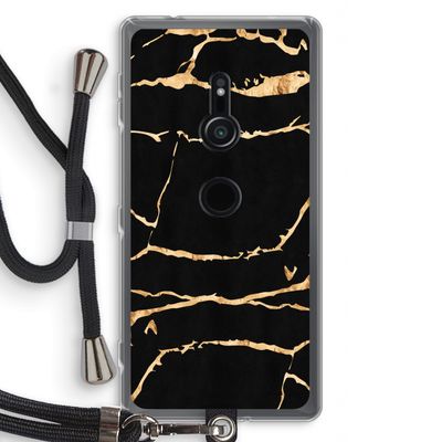 Gouden marmer: Sony Xperia XZ2 Transparant Hoesje met koord