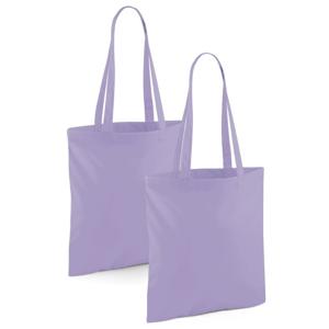 Draagtasje met hengsels - 2x - lila paars - 42 x 38 cm - katoen - 10 liter - boodschappen - gymtas