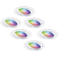 Set van 6 Luna - Smart inbouwspots - IP44 - Kantelbaar - 12 Watt 1050 Lumen (Superbright) - Wifi + Bluetooth - RGBWW - Google Home, Amazon Alexa en Siri - Wit - Badkamer, binnen en buiten