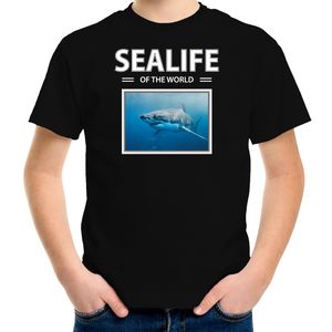 Haai t-shirt met dieren foto sealife of the world zwart voor kinderen XL (158-164)  -