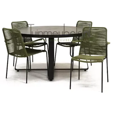 Tuinstoel Vita Luxor groen met braga tafel 140 cm rond