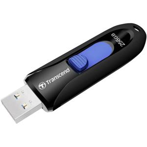 Transcend JetFlash® 790 USB-stick 256 GB Zwart, Blauw TS256GJF790K USB 3.2 Gen 2 (USB 3.1)