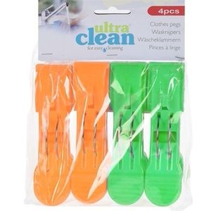 4x Oranje en groene handdoek knijpers 13cm   -