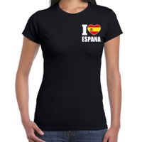 I love Espana t-shirt Spanje zwart op borst voor dames - thumbnail