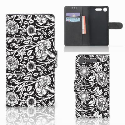 Sony Xperia XZ1 Hoesje Black Flowers Sony Xperia XZ1 Hoesje Black Flowers