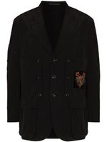 Yohji Yamamoto blazer en soie à patch logo - Noir