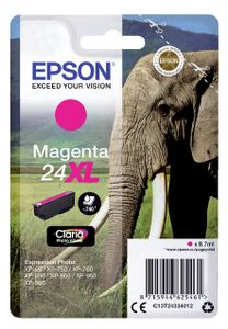 Epson Elephant Singlepack Magenta 24XL Claria Photo HD Ink